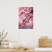 さくらんぼ花の花のアート – 植物水彩 ポスター (キッチン)