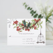 さくらんぼ花アクアバードとバードケージRSVP 出欠カード (スタンド正面)