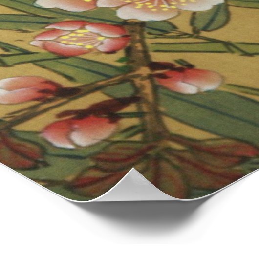 さくらんぼ花アジア日本の美術 ポスター (角)