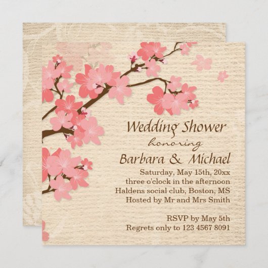 さくらんぼ花ウェディングシャワー招待状 招待状 (正面/裏面)