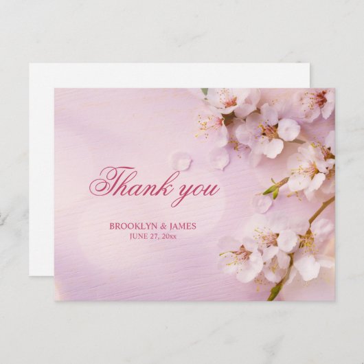 さくらんぼ花エレガントな結婚式ありがとうポストカード ポストカード (正面/裏面)