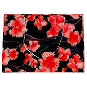 さくらんぼ花オンブラック抱き枕 ラージペーパーバッグ (正面)