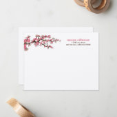 さくらんぼ花カスタムのフラットノートカード（ピンク） ノートカード (正面/裏面インサイチュ)