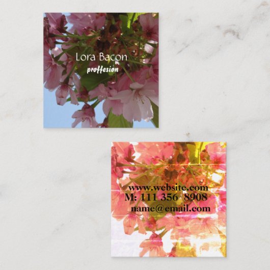 さくらんぼ花カスタム咲き名刺 スクエア名刺 (正面/裏面)