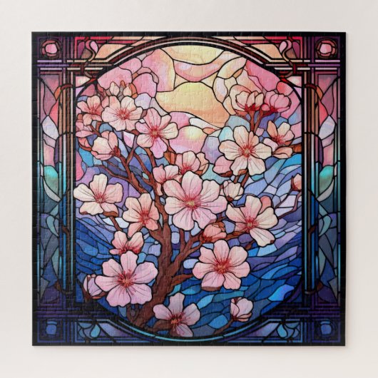 さくらんぼ花ステンドグラスパズル ジグソーパズル (縦)