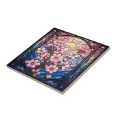 さくらんぼ花ステンドグラス陶磁器タイル タイル (側面)