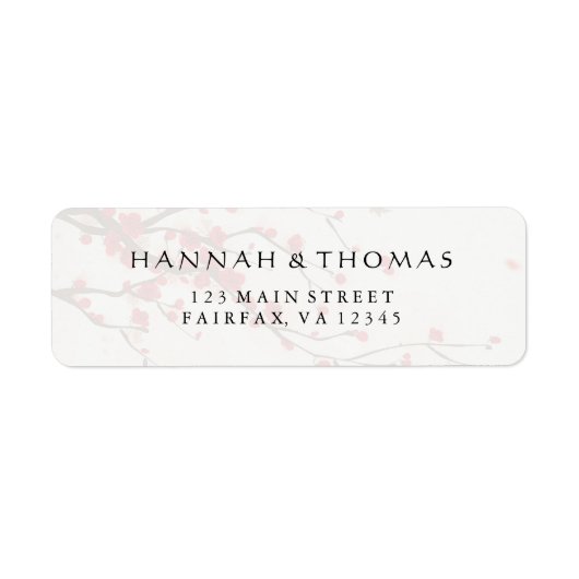 さくらんぼ花ズウォーター色フローラ差出人住所 ラベル (正面)