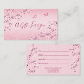 さくらんぼ花ズピンクグリッターギフトカード 名刺 (正面/裏面)