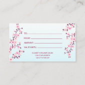 さくらんぼ花ズピンクターコイズギフトカード 名刺 (裏面)