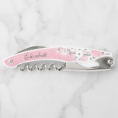 さくらんぼ花ズホワイトピンクグリッターモノグラム ソムリエナイフ (裏面)