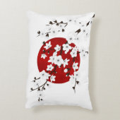 さくらんぼ花ズレッド白黒ライジングサン アクセントクッション (裏面(縦))