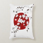 さくらんぼ花ズレッド白黒ライジングサン アクセントクッション (正面(垂直))