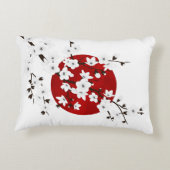 さくらんぼ花ズレッド白黒ライジングサン アクセントクッション (裏面)