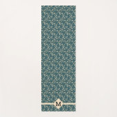 さくらんぼ花ティール(緑がかった色)+イニシャル ヨガマット (正面)