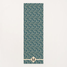 さくらんぼ花ティール（緑がかった色）+イニシャル ヨガマット