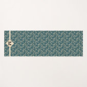 さくらんぼ花ティール(緑がかった色)+イニシャル ヨガマット (正面(横))