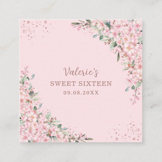 さくらんぼ花バラ金ゴールドSweet sixteenQRギフト エンクロージャーカード (裏面)