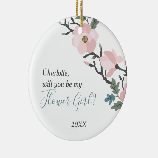 さくらんぼ花パーソナライズされた女の子提案 セラミックオーナメント (右)