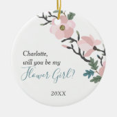 さくらんぼ花パーソナライズされた女の子提案 セラミックオーナメント (正面)