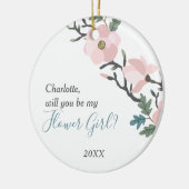 さくらんぼ花パーソナライズされた女の子提案 セラミックオーナメント (左)