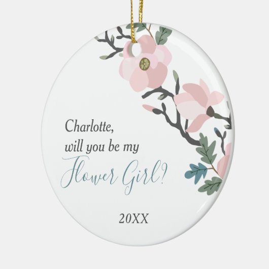 さくらんぼ花パーソナライズされた女の子提案 セラミックオーナメント (左)
