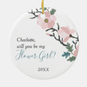 さくらんぼ花パーソナライズされた女の子提案 セラミックオーナメント (裏面)