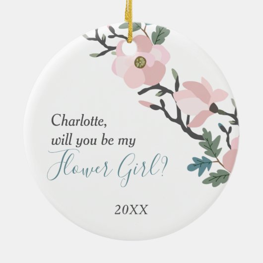 さくらんぼ花パーソナライズされた女の子提案 セラミックオーナメント (裏面)
