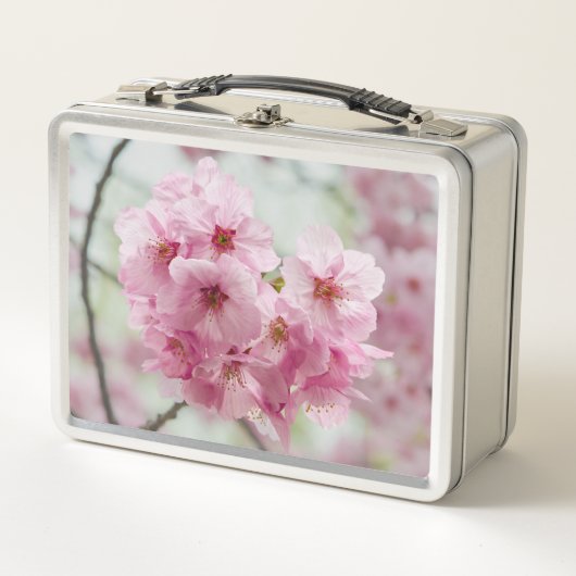 さくらんぼ花ピンクの花写真 メタルランチボックス (正面)