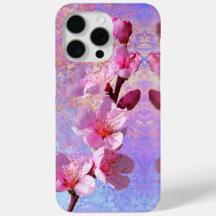 さくらんぼ花ピンクの花抽象芸術電話ケース iPhone 15 PRO MAXケース