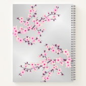 さくらんぼ花ピンクシルバーの名前と年 ノートブック (裏面)