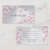さくらんぼ花ピンクシルバー 名刺 (正面/裏面)