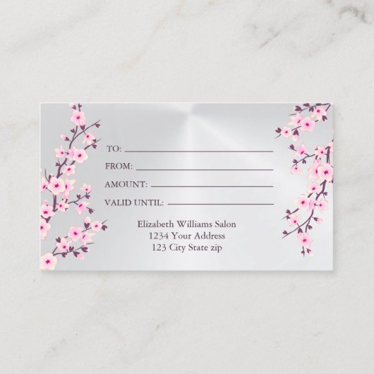 さくらんぼ花ピンクシルバー 名刺 (裏面)