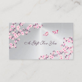 さくらんぼ花ピンクシルバー 名刺