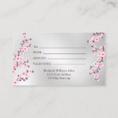 さくらんぼ花ピンクシルバー 名刺 (裏面)