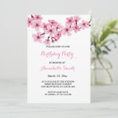 さくらんぼ花ピンクホワイトフローラ誕生会 招待状 (スタンド正面)