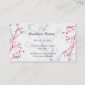 さくらんぼ花ピンク灰色の大理石 名刺 (裏面)