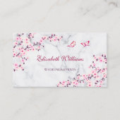 さくらんぼ花ピンク灰色の大理石 名刺 (正面)