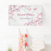 さくらんぼ花ピンク灰色の大理石 横断幕 (インサイチュ)