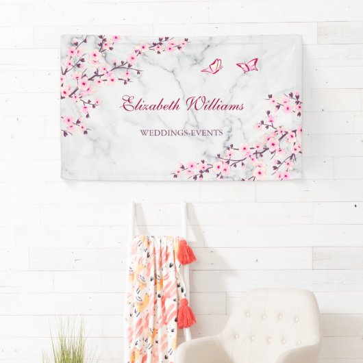 さくらんぼ花ピンク灰色の大理石 横断幕 (インサイチュ)