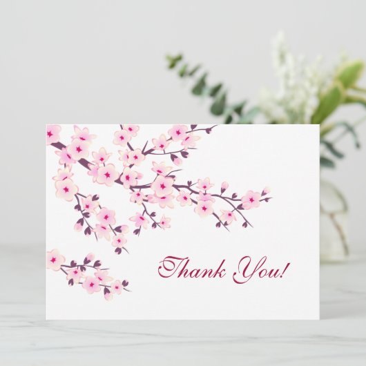 さくらんぼ花ピンク白ありがとう サンキューカード (スタンド正面)