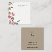 さくらんぼ花フローラスタッドイヤリング表示ロゴ スクエア名刺 (正面/裏面)