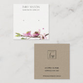 さくらんぼ花フローラスタッドイヤリング表示ロゴ スクエア名刺 (正面/裏面)