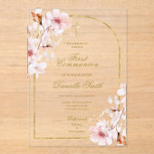 さくらんぼ花フローラバプテスマ アクリル招待状 (正面)