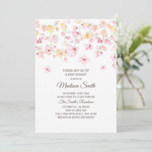 さくらんぼ花フローラベビーシャワー招待状 招待状 (スタンド正面)