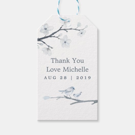 さくらんぼ花フローラ赤ちゃんシャワー ギフトタグ (正面)