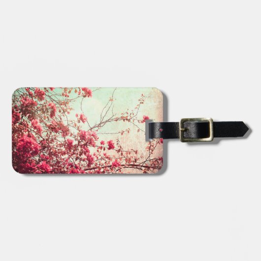 さくらんぼ花フローラ赤ブルー荷物タグ ラゲッジタグ (正面横)