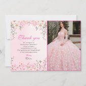 さくらんぼ花フローラSweet sixteen誕生日 サンキューカード (正面)