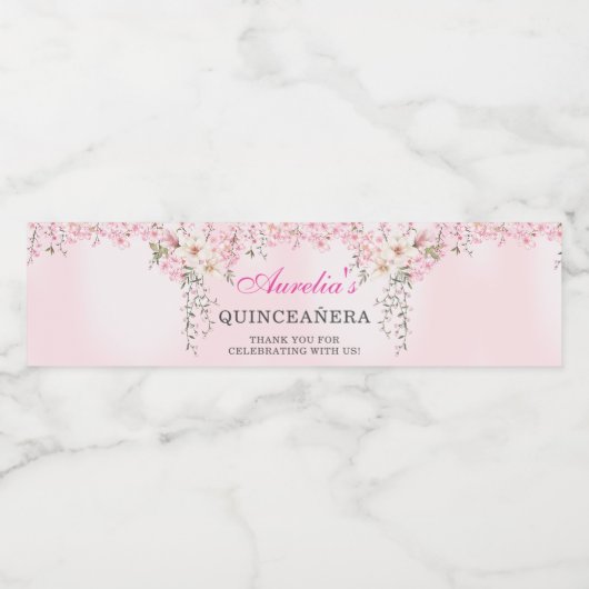 さくらんぼ花フローラSweet sixteen誕生日 ペットボトルラベル (シングルラベル)