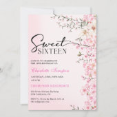 さくらんぼ花フローラSweet sixteen誕生日 招待状 (正面)