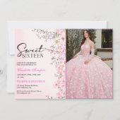 さくらんぼ花フローラSweet sixteen誕生日 招待状 (正面)